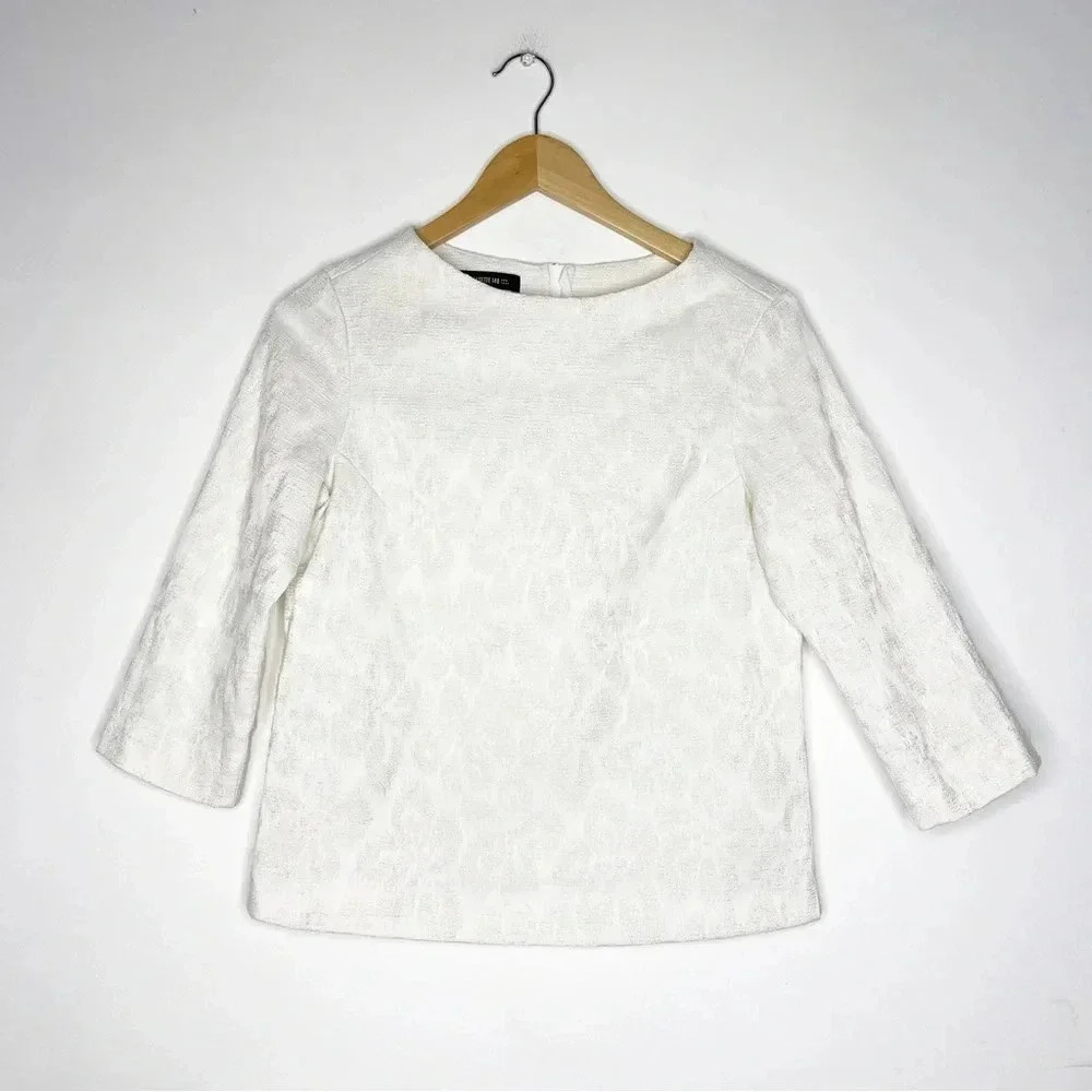 Lafayette 148 White Zipper Back Blouse Size 2